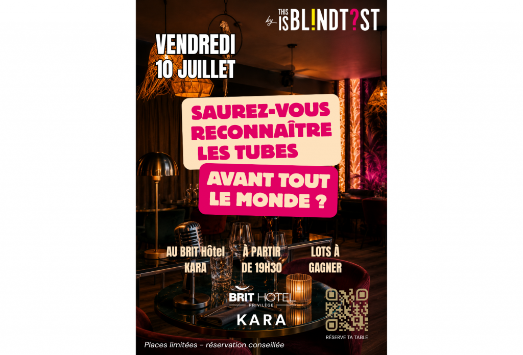 Blind Test Musical au BRIT HOTEL KARA – Vendredi 10 juillet – Lots à gagner