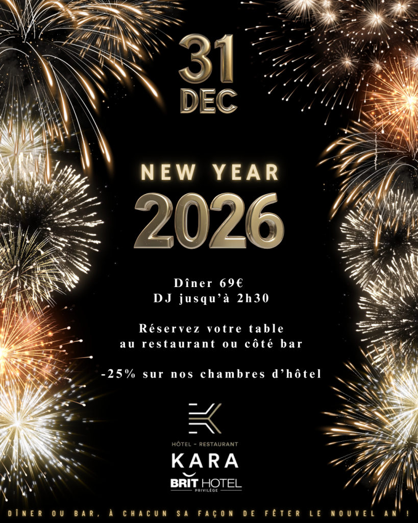 Réveillonnez au Brit Hotel KARA : dîner raffiné, DJ jusqu’à 2h30 et -25% sur les chambres !